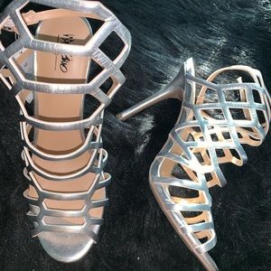 Silver Strappy Heels